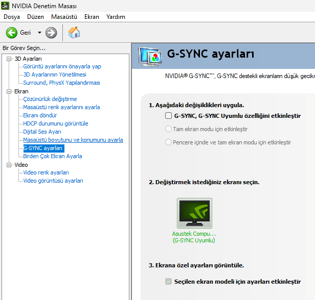 Masaüstü Renk Ayarları